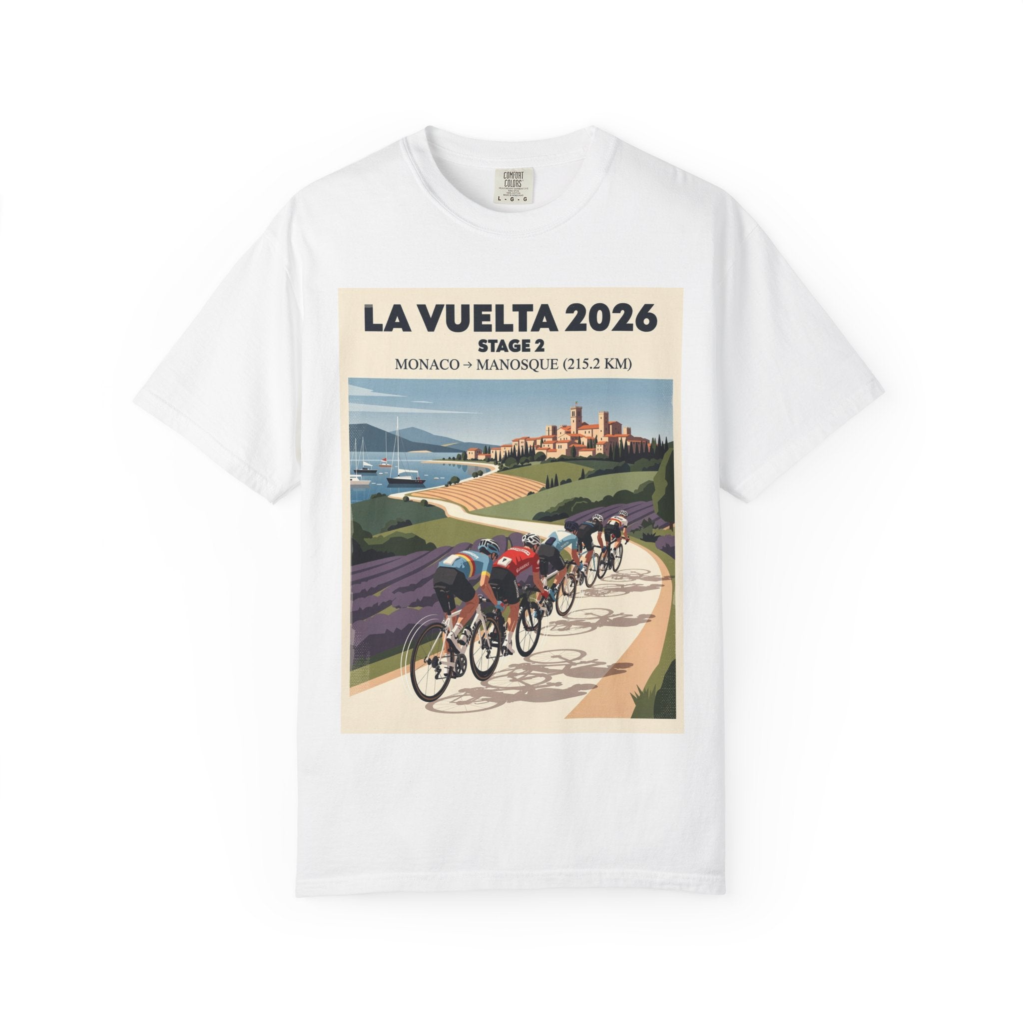 2026 Vuelta a España Stage 2 Cycling T-Shirt | Monaco to Manosque 215.2km | Graphic Tee