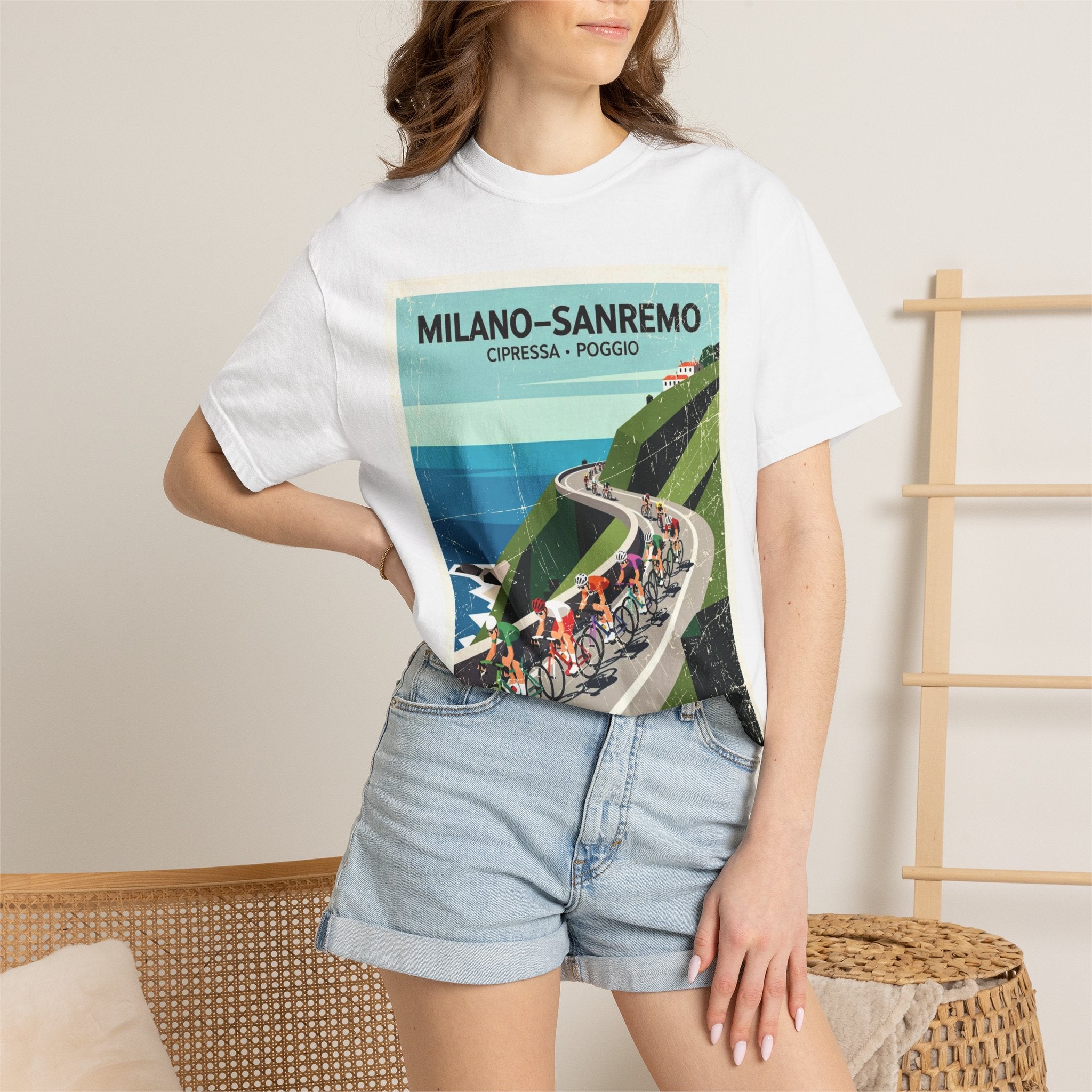 Milano Sanremo Cycling Tee T-Shirt | Cipressa Poggio Echelon Race