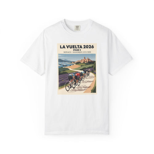 2026 Vuelta a España Stage 2 Cycling T-Shirt | Monaco to Manosque 215.2km | Graphic Tee