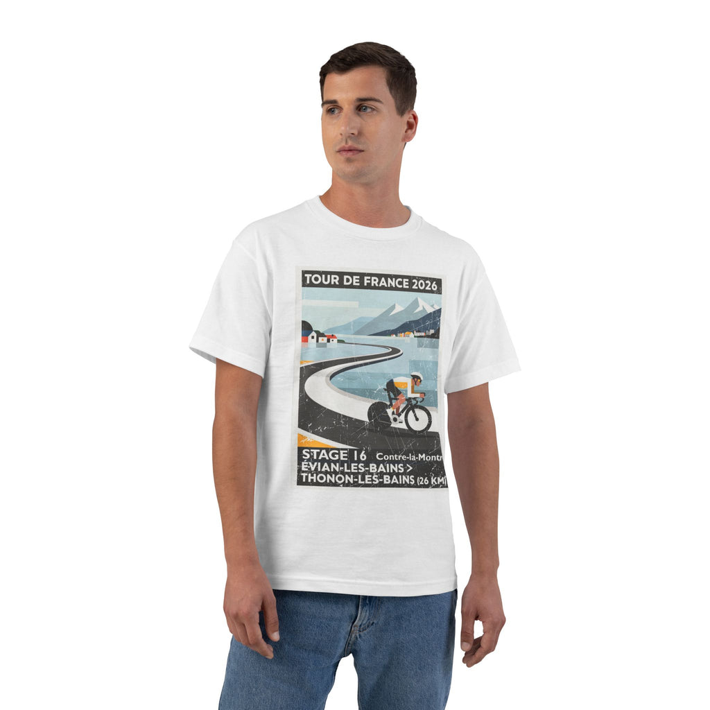 Tour de France 2026 Stage 16 Évian-les-Bains > Thonon-les-Bains Bauhaus Time Trial Cycling Artwork T-Shirt |