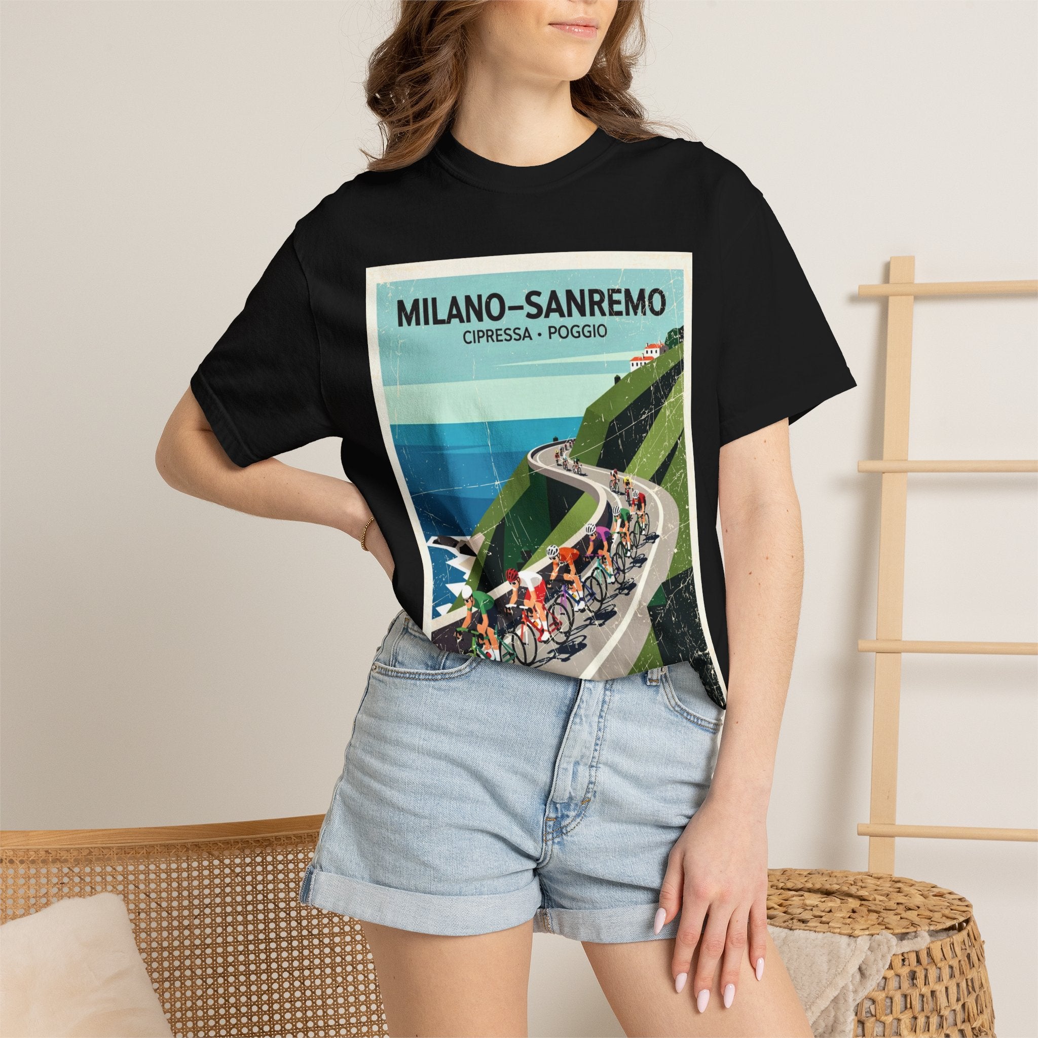Milano Sanremo Cycling Tee T-Shirt | Cipressa Poggio Echelon Race