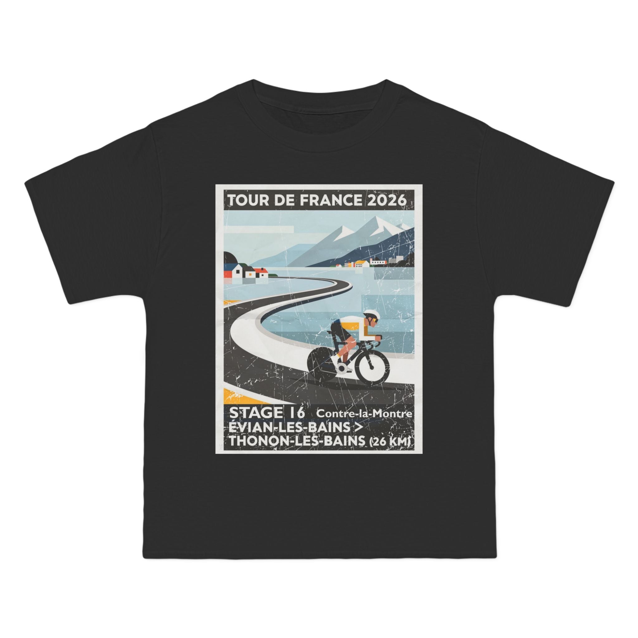 Tour de France 2026 Stage 16 Évian-les-Bains > Thonon-les-Bains Bauhaus Time Trial Cycling Artwork T-Shirt |