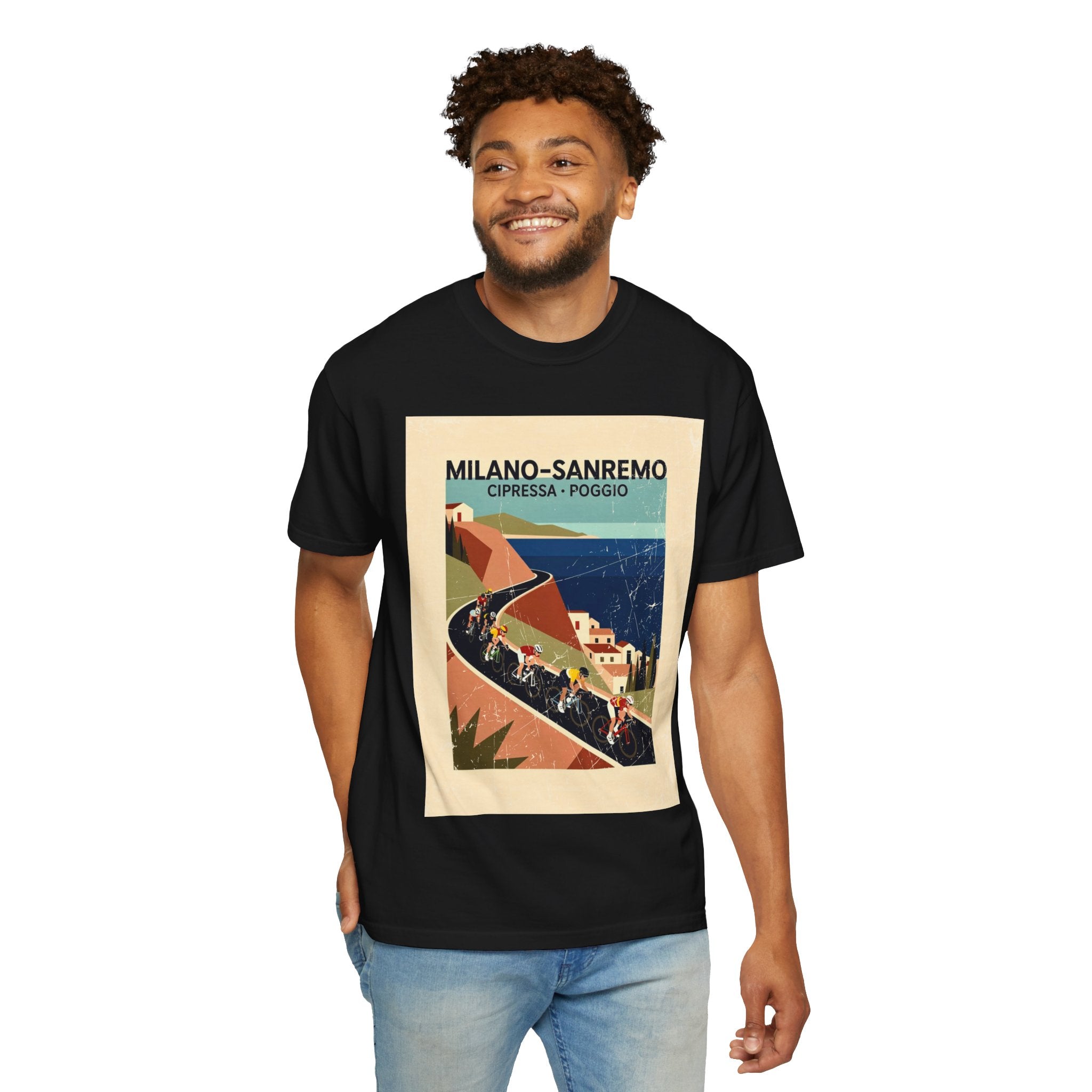 Milano Sanremo Cycling Graphic T-Shirt | Cipressa Poggio Echelon
