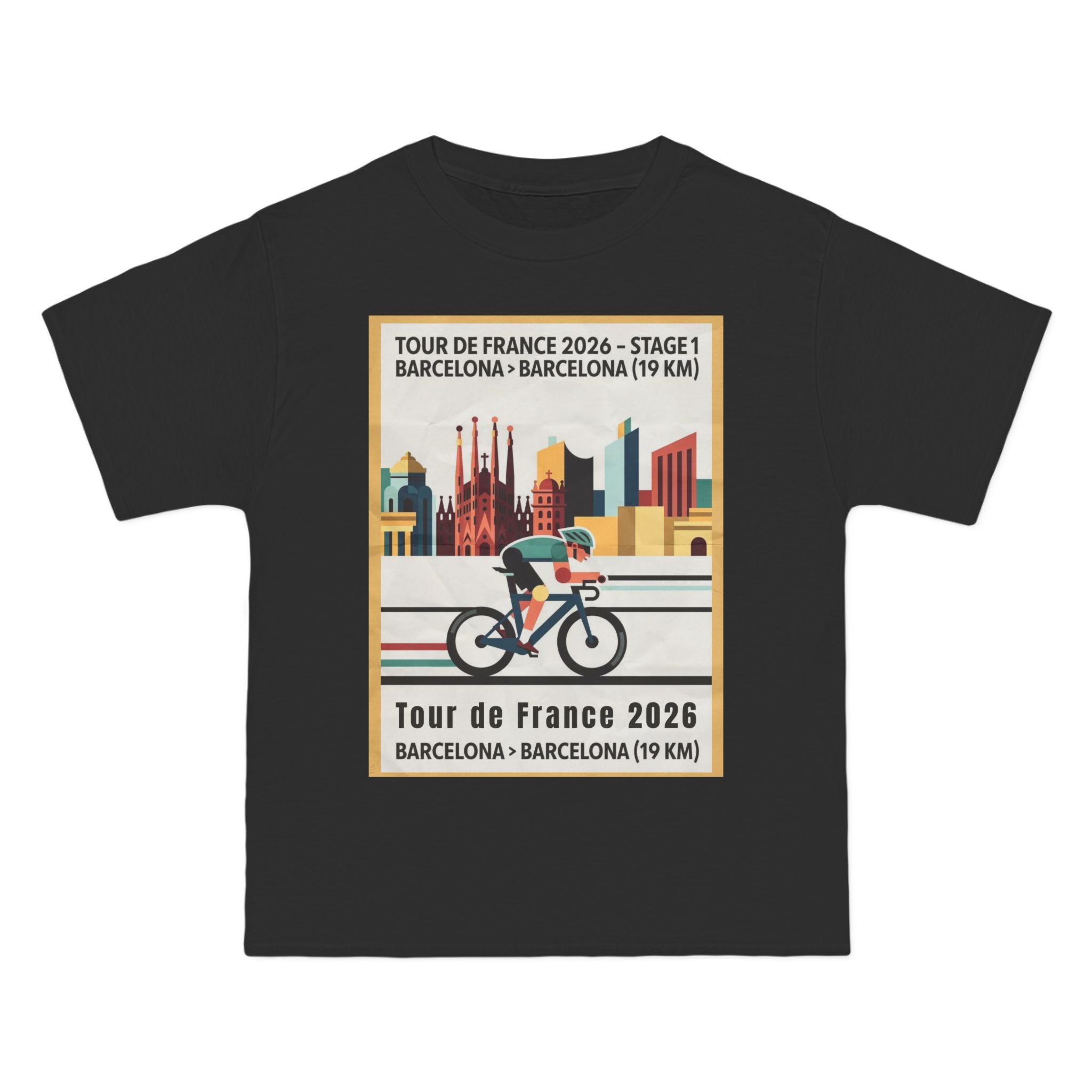 Tour de France vintage Stage 1 2026 Barcelona Time Trial Graphic T-Shirt | Bauhaus Poster Cyclist