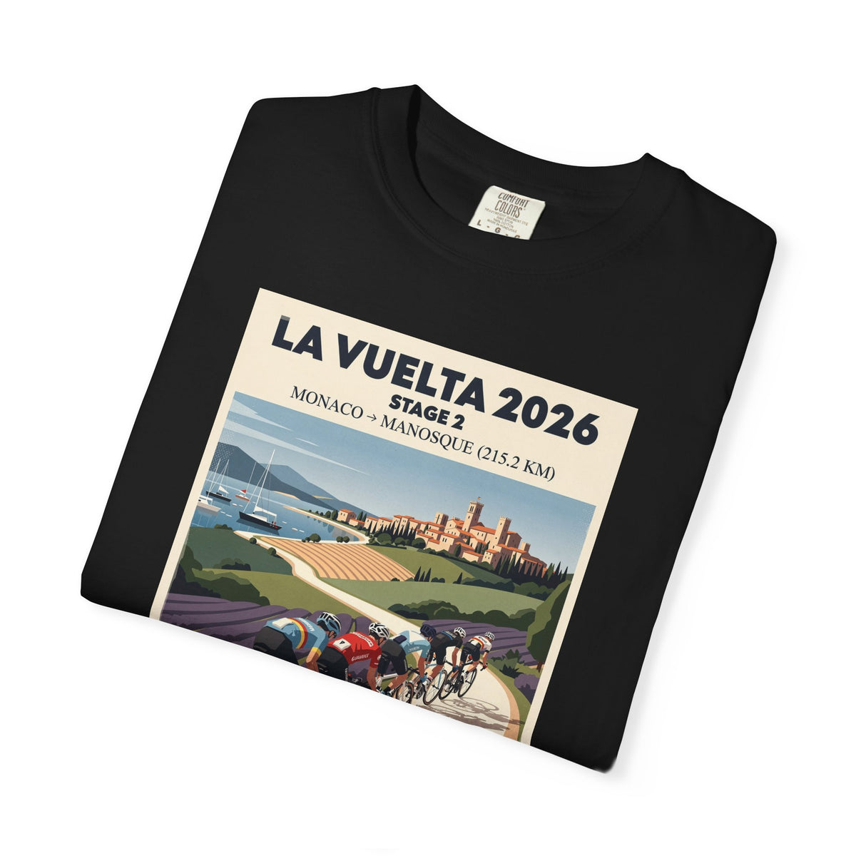 2026 Vuelta a España Stage 2 Cycling T-Shirt | Monaco to Manosque 215.2km | Graphic Tee