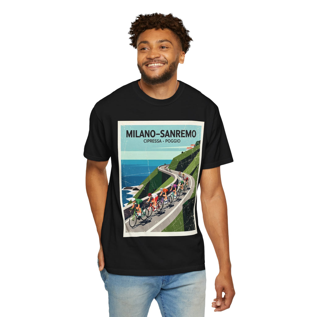 Milano Sanremo Cycling Tee T-Shirt | Cipressa Poggio Echelon Race