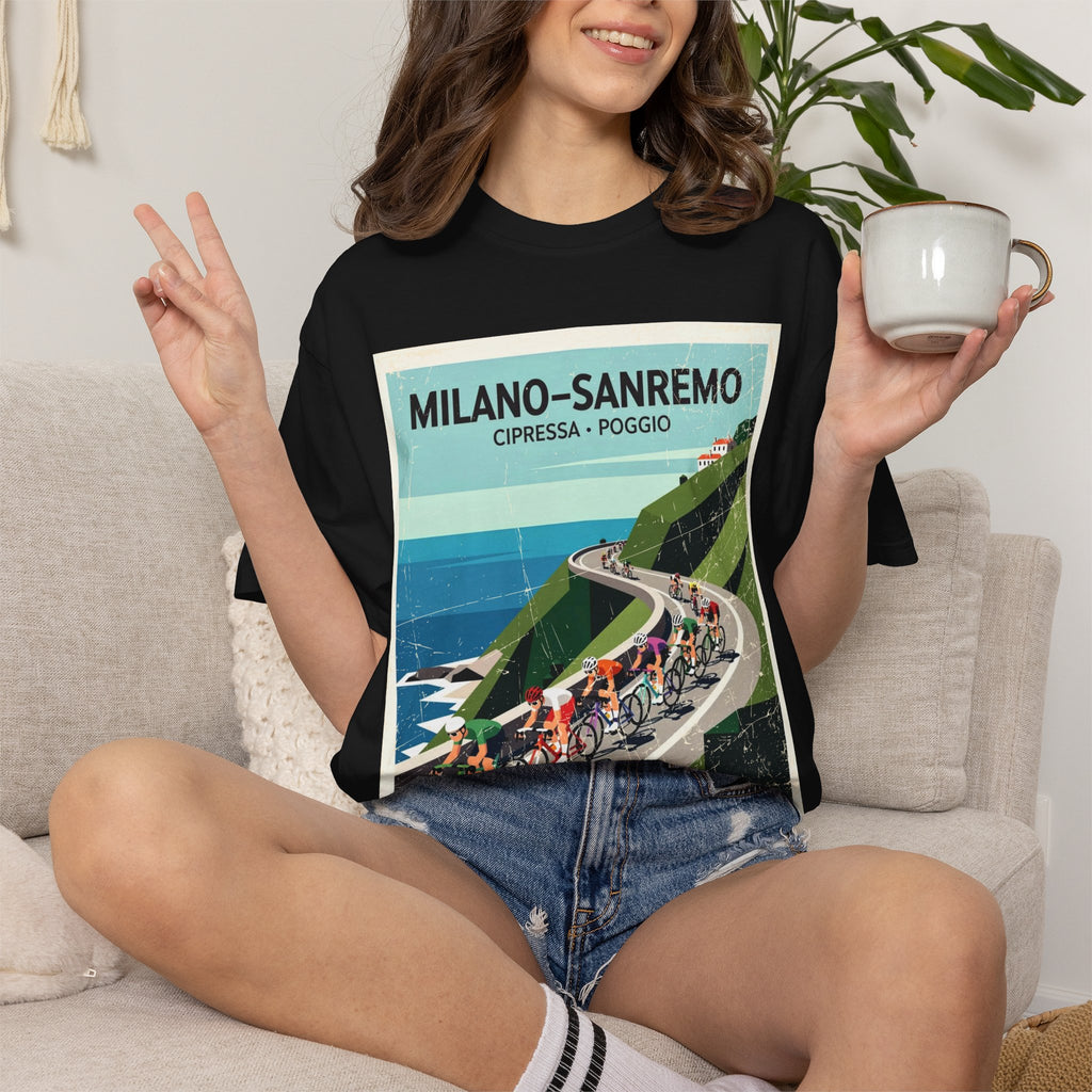 Milano Sanremo Cycling Tee T-Shirt | Cipressa Poggio Echelon Race