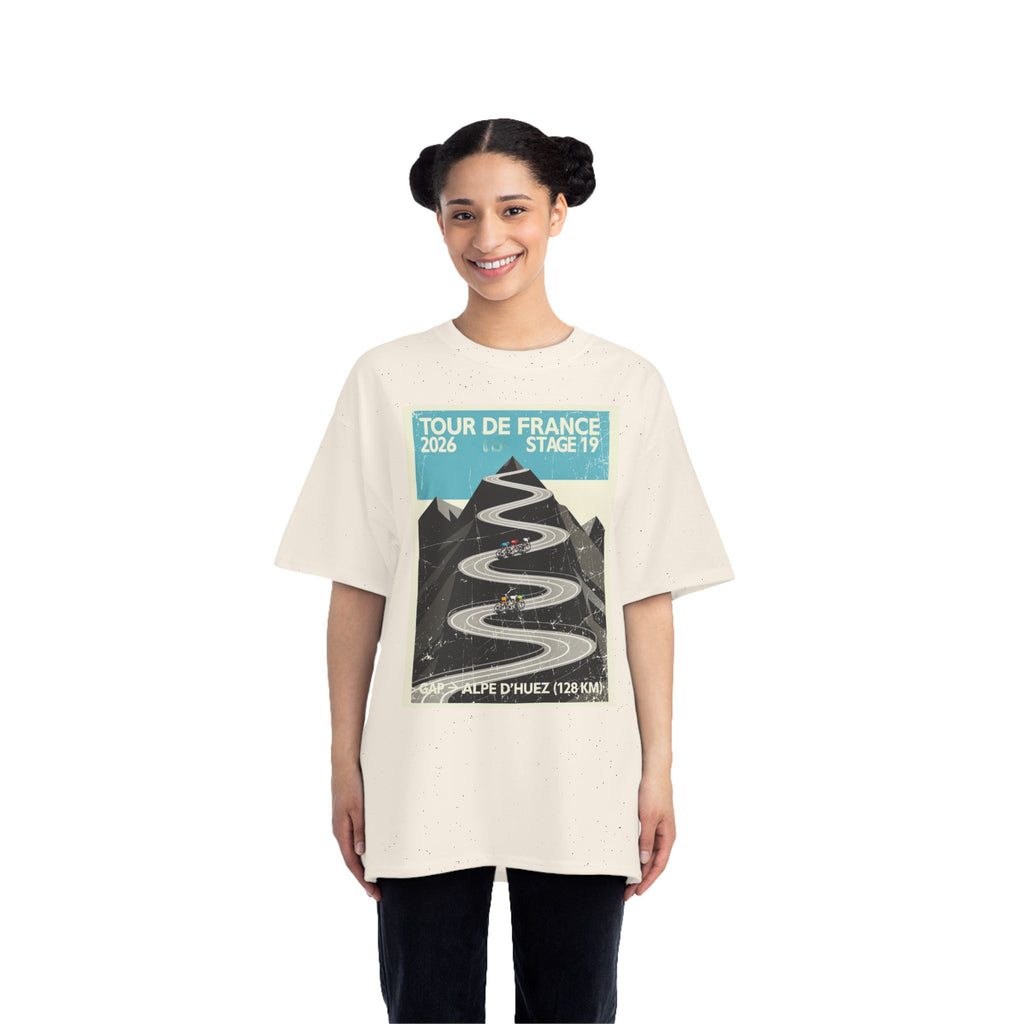 Tour de France 2026 Stage 19 Gap > Alpe d'Huez T-Shirt | Hairpin Geometry, Bold Sans-Serif