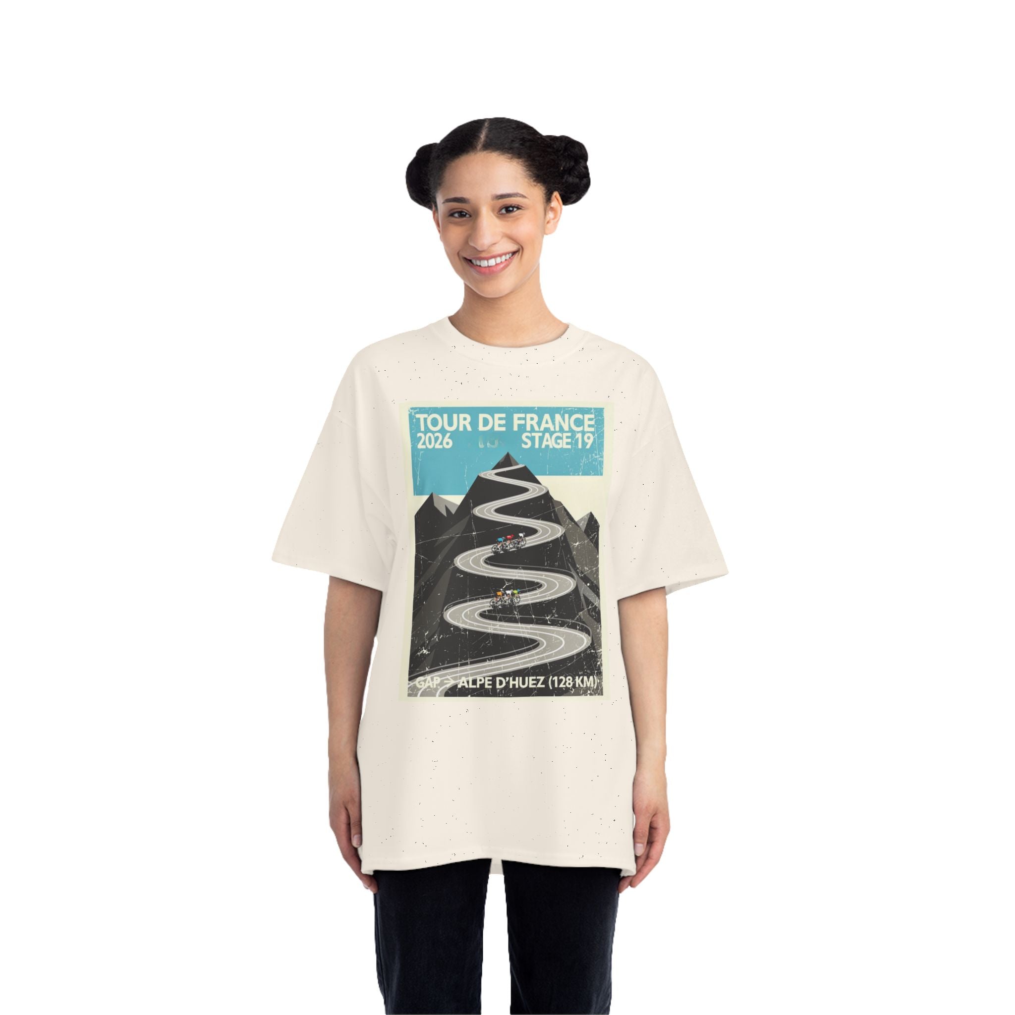 Tour de France 2026 Stage 19 Gap > Alpe d'Huez T-Shirt | Hairpin Geometry, Bold Sans-Serif