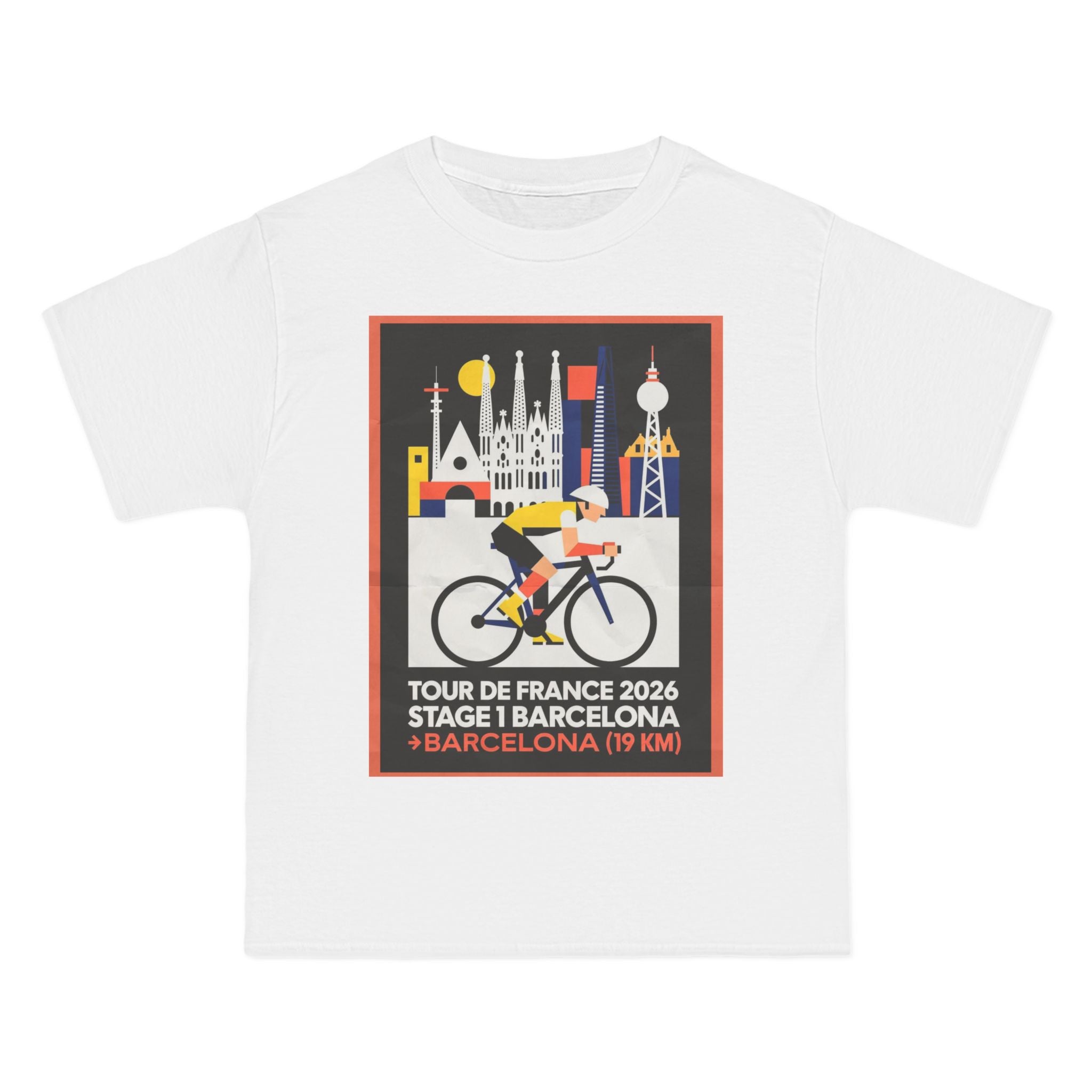 Tour de France vintage Stage 1 2026 Barcelona Time Trial Graphic T-Shirt | Bauhaus Poster Cyclist