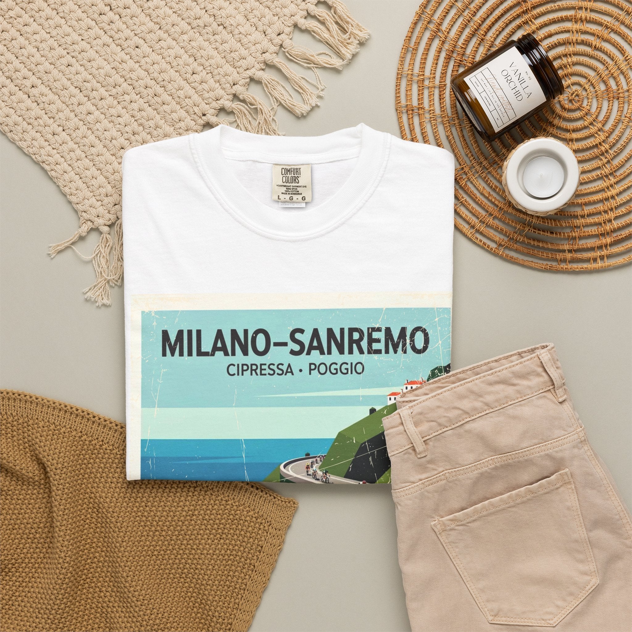 Milano Sanremo Cycling Tee T-Shirt | Cipressa Poggio Echelon Race