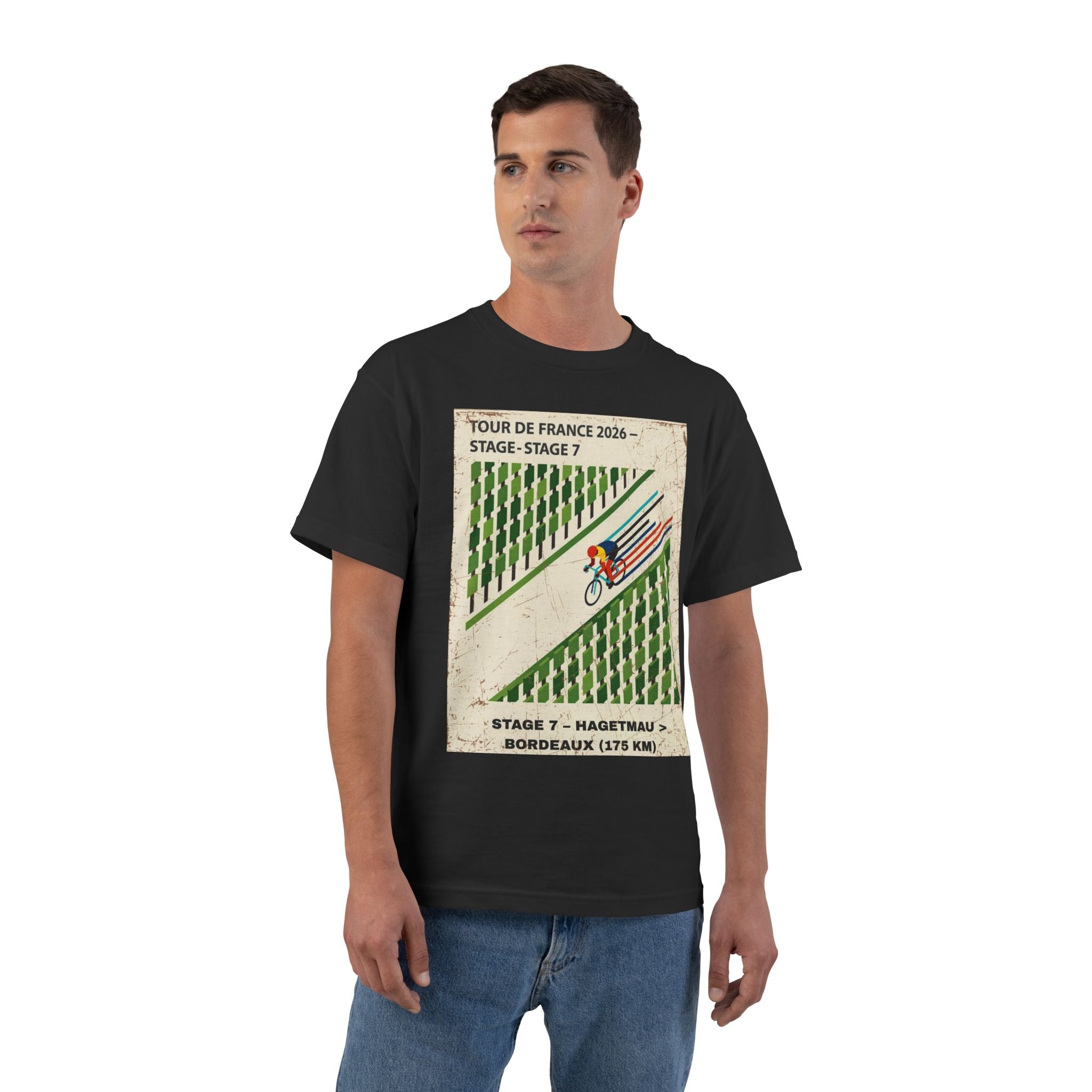 Tour de France 2026 Stage 7 Hagetmau > Bordeaux T-Shirt | Cycling Bauhaus Minimalist